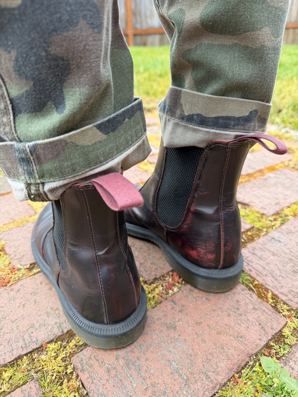 Dr Martens Flora Chelsea Boots in Dark Brown with burgundy accents // 38 US 7 - Picture 3 of 5